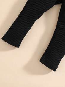 Baby Ruffle Trim Solid Tee & Leggings - Black - View 6