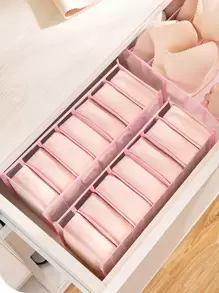 1pc Multi-grid Underwear Storage Box, 7 Grid Pink Socks Storage Box For Home - Pink - View 1