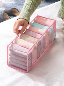 1pc Multi-grid Underwear Storage Box, 7 Grid Pink Socks Storage Box For Home - Pink - View 2
