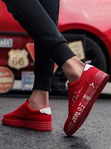 字母圖案前綁帶板鞋 - 紅色 - 查看 2