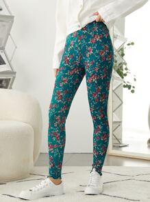 SHEIN Leggings Bé Gái Hoa Tất cả trên in Hấp dẫn - Nhiều màu - Xem 1