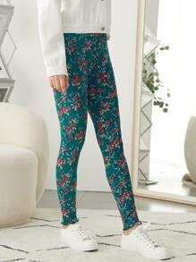 SHEIN Leggings Bé Gái Hoa Tất cả trên in Hấp dẫn - Nhiều màu - Xem 4