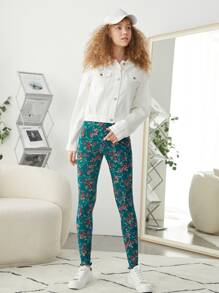 SHEIN Leggings Bé Gái Hoa Tất cả trên in Hấp dẫn - Nhiều màu - Xem 5