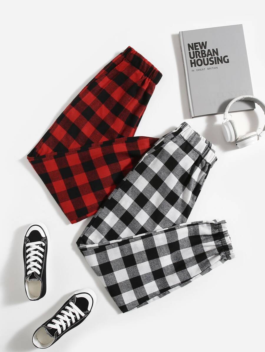 2 piezas Pantalones de dormir de guingán - Multicolor - Ver 1