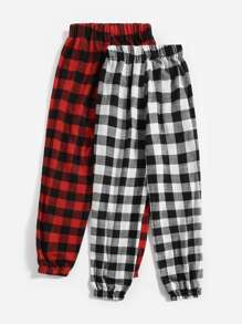 2 piezas Pantalones de dormir de guingán - Multicolor - Ver 2