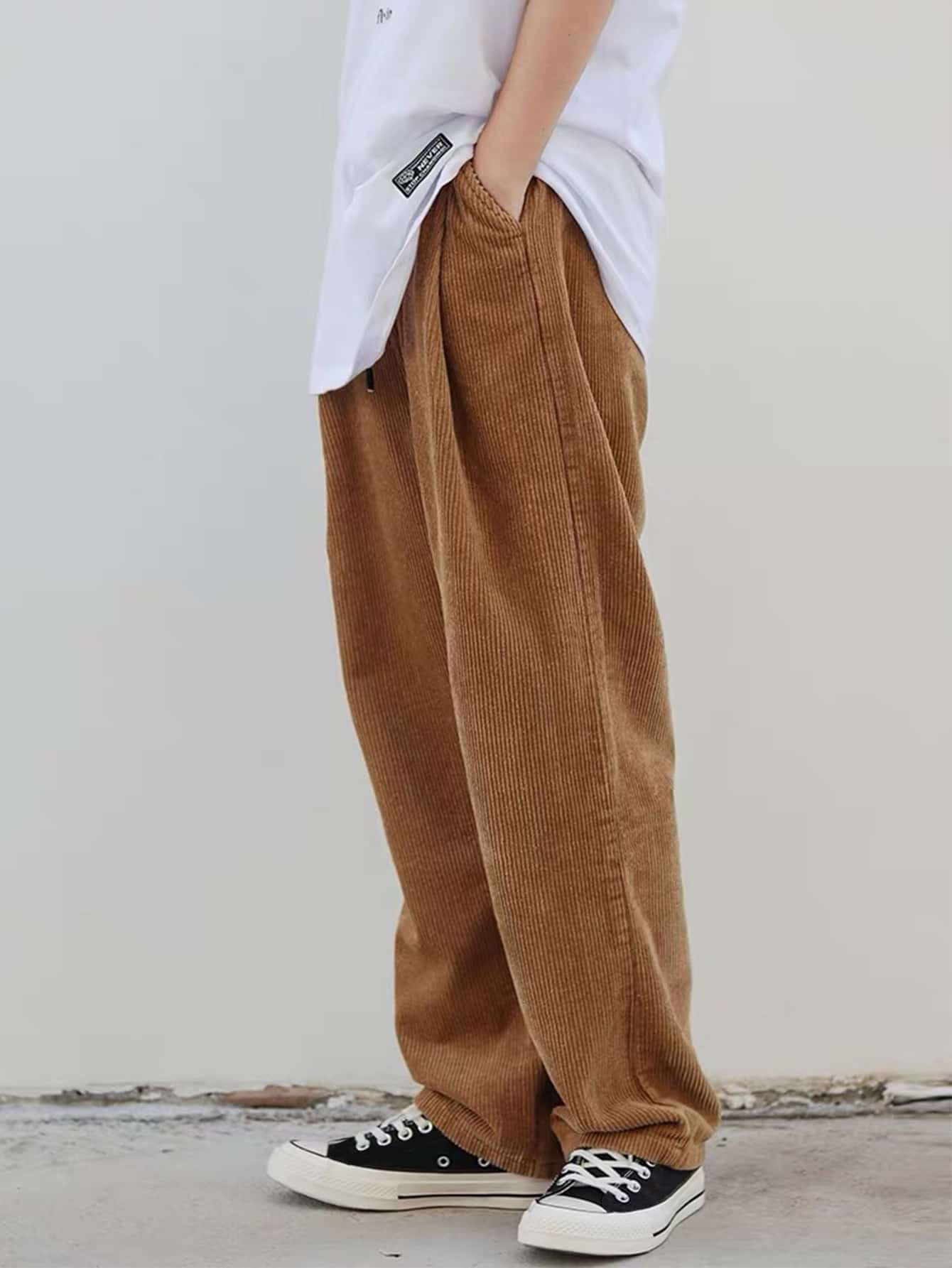 Men Solid Corduroy Loose Pants | SHEIN ASIA