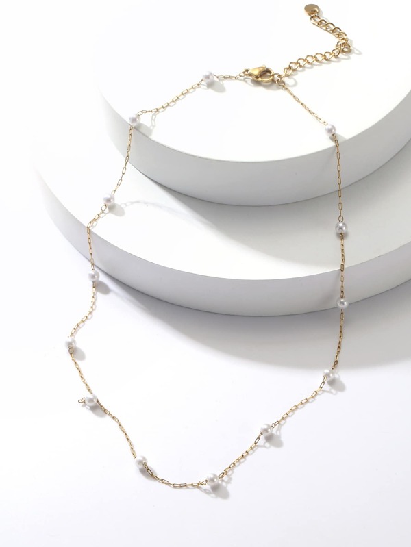 Faux Pearl Decor Necklace SHEIN USA