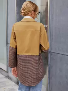 SHEIN LUNE Colourblock Plaid Drop Shoulder 2 In 1 Coat - Multicolor - View 2