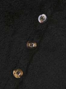 Young Girl Long Sleeve Hooded Solid Double-Sided Fleece Autumn Winter Jacket, Cute Simple Versatile Warm Sporty Outerwear - Black - View 5