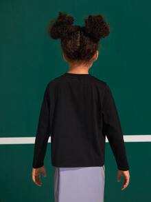 SHEIN Girls Figure Graphic Tee - Black - View 2