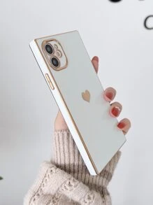 Heart Pattern Contrast Frame Phone Case