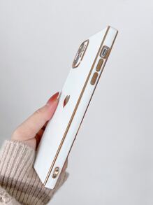 Heart Pattern Contrast Frame Phone Case