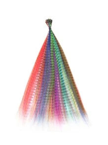 Synthetic Colored I-Tip Feather Hair Extensions 16" 30 Strands/Pack Women's High Temperature Fiber Wig Accessories - Multicolor - View 3
