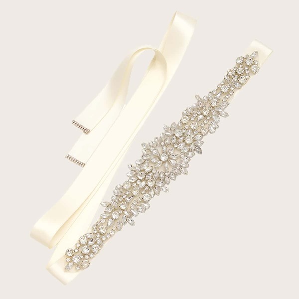 

Rhinestone Decor Bridal Belt, Silver