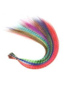 Synthetic Colored I-Tip Feather Hair Extensions 16" 30 Strands/Pack Women's High Temperature Fiber Wig Accessories - Multicolor - View 5
