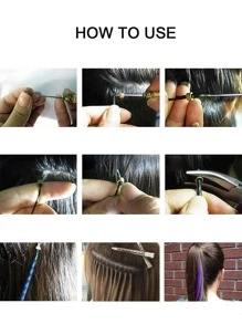 Synthetic Colored I-Tip Feather Hair Extensions 16" 30 Strands/Pack Women's High Temperature Fiber Wig Accessories - Multicolor - View 6