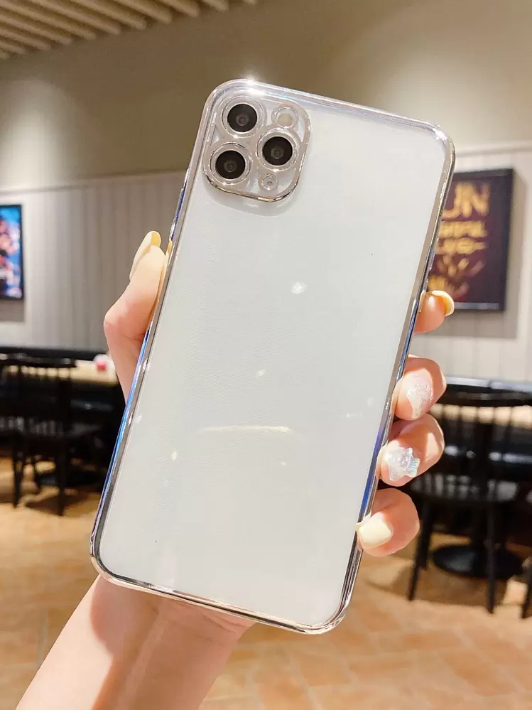 Funda de celular transparente marco en contraste - Plateado - Añade 1