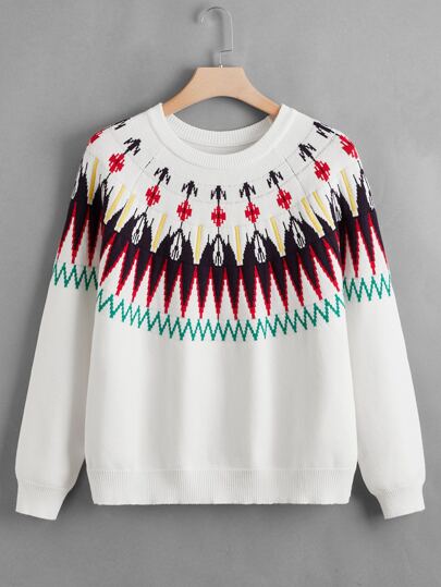 Pullover mit Raglanärmeln, Fair Isle Muster