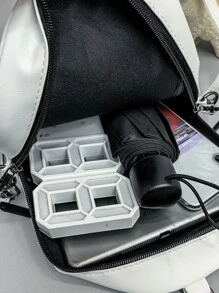 可愛搞笑鬼幽默大容量斜背包pu皮卡通可愛包手提包創意多用途時尚單肩包,鬼設計單肩包 - 白色 - 查看 8