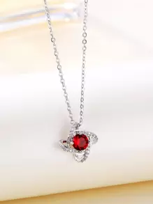 Dây chuyền Khối Zirconia  Trang trí Hình học quyến rũ - Đỏ - Xem 1