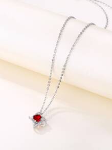 Dây chuyền Khối Zirconia  Trang trí Hình học quyến rũ - Đỏ - Xem 2