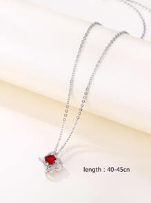 Dây chuyền Khối Zirconia  Trang trí Hình học quyến rũ - Đỏ - Xem 3