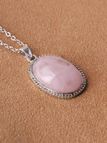 寶石吊墜項鏈 - 粉色 - 查看 2