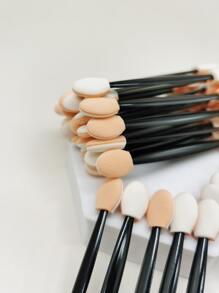 Disposable Double-Head Eyeshadow Stick, 30pcs Eyeshadow Brush Sponge Stick Makeup Tool Sponge Brush Head - Black - View 3