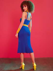 rrebecasglamboutique 拼接面鏤空十字交叉吊帶洋裝附項圈和護腕