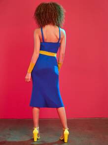 rrebecasglamboutique 拼接面鏤空十字交叉吊帶洋裝附項圈和護腕