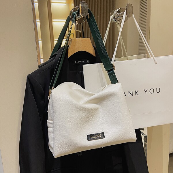 

Letter Patch Square Bag, White