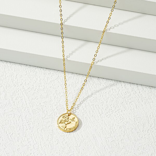 

14K Gold Plated Round Charm Necklace