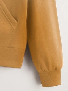 SHEIN Unity Zip Up Drop Shoulder Drawstring Hoodie - Mustard Yellow - View 3