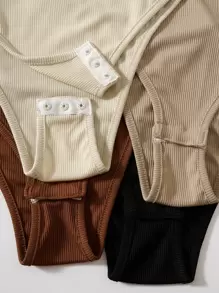 Flirla 大碼4入組素色條紋針織鏤空連身背心