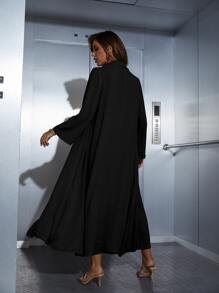 Seusyu 打褶吊帶連衣裙和開門襟外套 - 黑色 - 查看 2