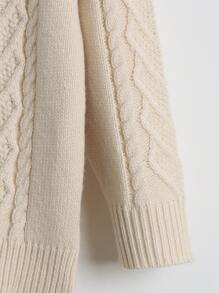 Toddler Girls Solid Cable Knit Button Front Cardigan - Apricot - View 5