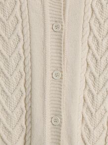 Toddler Girls Solid Cable Knit Button Front Cardigan - Apricot - View 6
