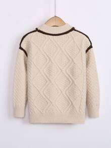 Garçon Pull en tricot losangé - Beige - Voir 2