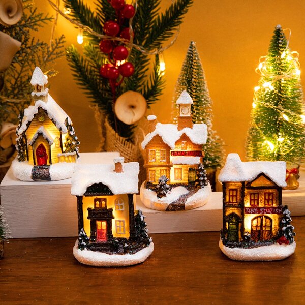 

1pc Christmas House Shaped Random Decorative Light, Yellow