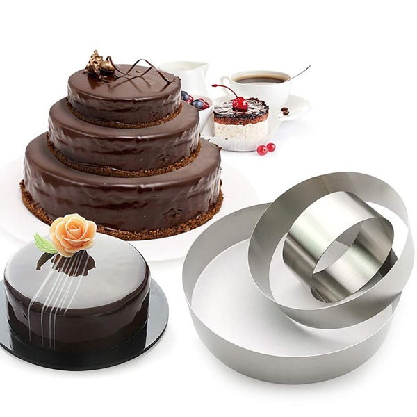 

3pcs Stainless Steel Cake Ring, Silver