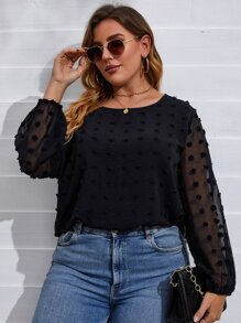 SHEIN Clasi Blusa unicolor de lunares - Negro - Ver 1