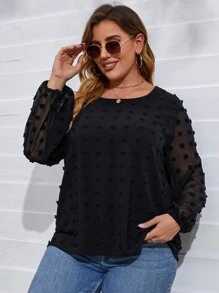 SHEIN Clasi Blusa unicolor de lunares - Negro - Ver 3