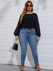 SHEIN Clasi Blusa unicolor de lunares - Negro - Ver 5