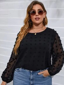 SHEIN Clasi Blusa unicolor de lunares - Negro - Ver 6