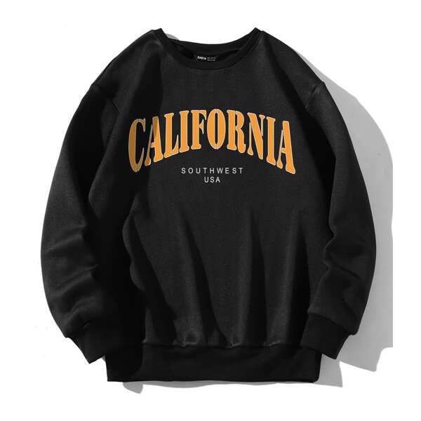 

Letter Graphic Thermal Lined Sweatshirt, Black