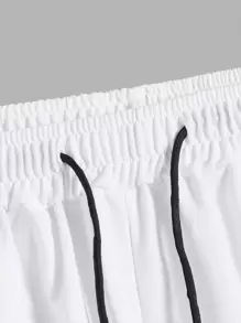 Manfinity Hypemode 男士鬆身爽身運動短褲拉繩有帽衫純色休閒慢跑 - 白色 - 查看 3