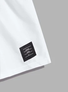 Manfinity Hypemode 男士鬆身爽身運動短褲拉繩有帽衫純色休閒慢跑 - 白色 - 查看 4