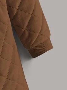 Bé gái Áo khoác Quilted Nơ mặt trước Tương phản ràng buộc Suedette - màu nâu - Xem 5