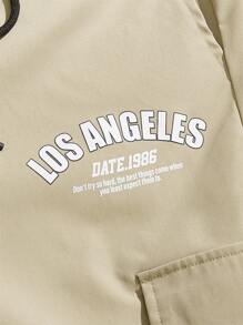 Manfinity RebelGame Quần Nam Dây kéo Túi Slogan Đường phố - Màu Khaki - Xem 3