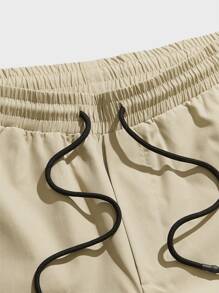 Manfinity RebelGame Quần Nam Dây kéo Túi Slogan Đường phố - Màu Khaki - Xem 4